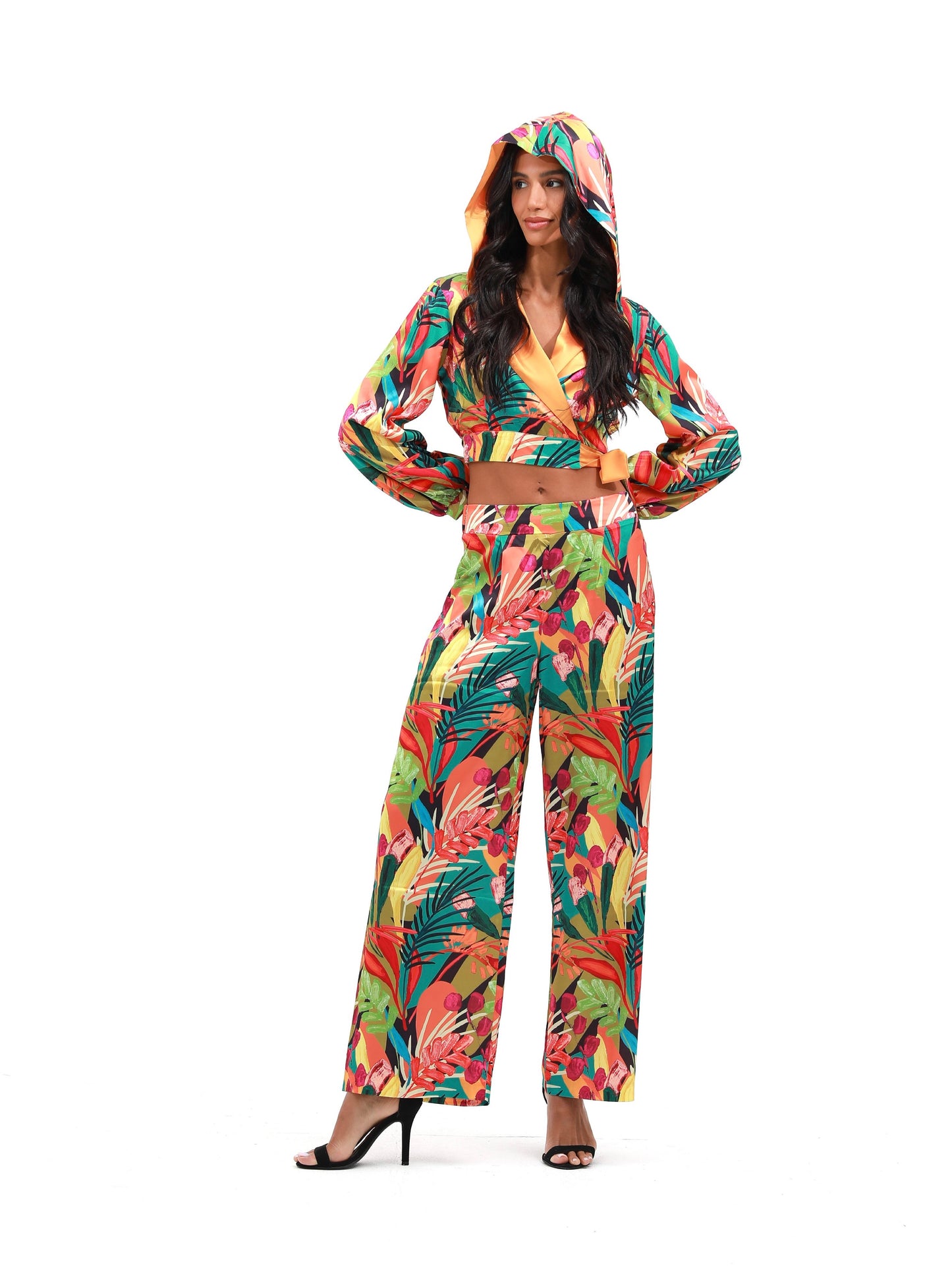 Wide Leg Pants and Top Set | Floral Top Set | Risska |orange