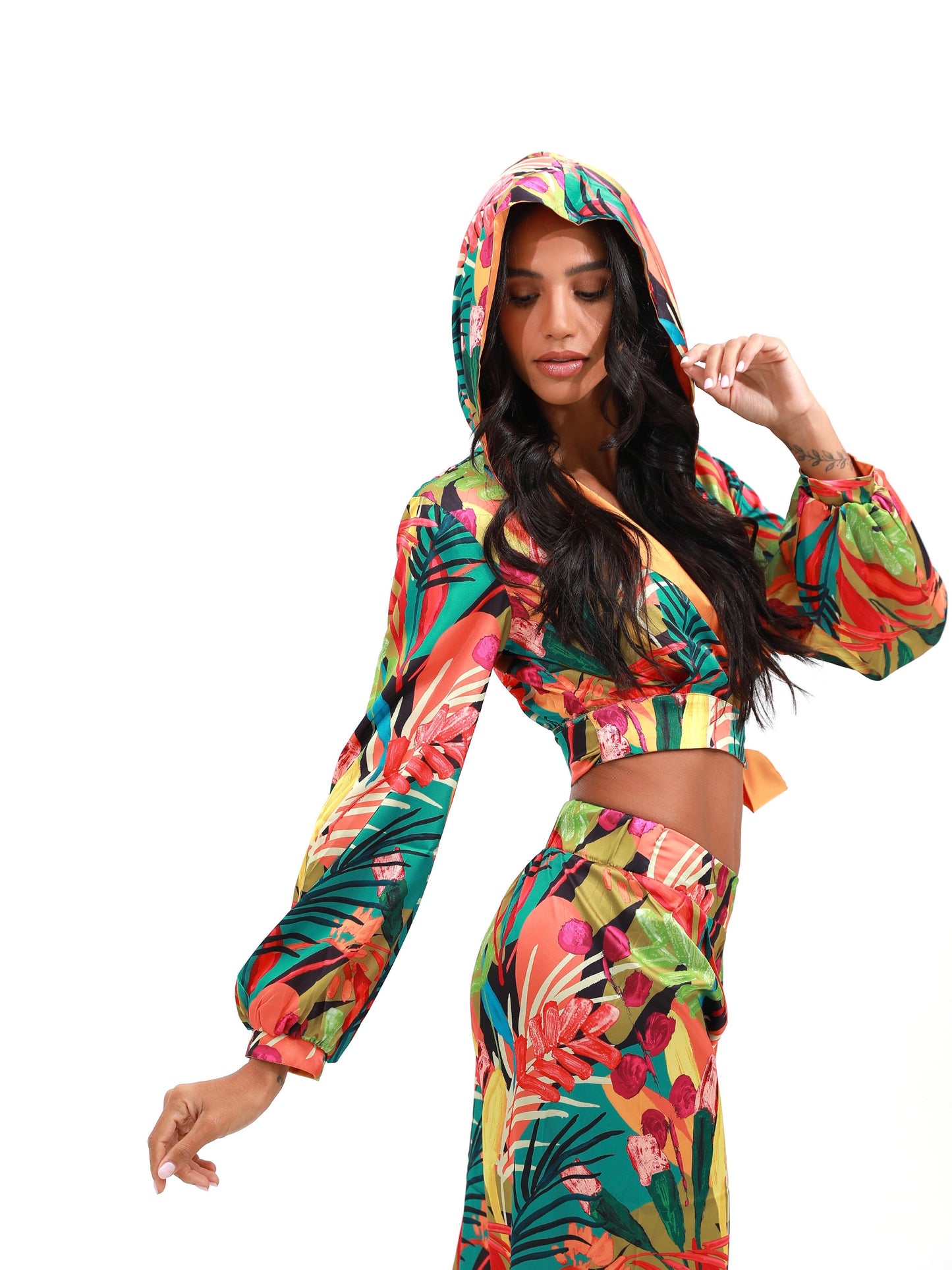 Wide Leg Pants and Top Set | Floral Top Set | Risska |orange