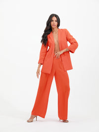 orange | women loose fit crepe suit | risska