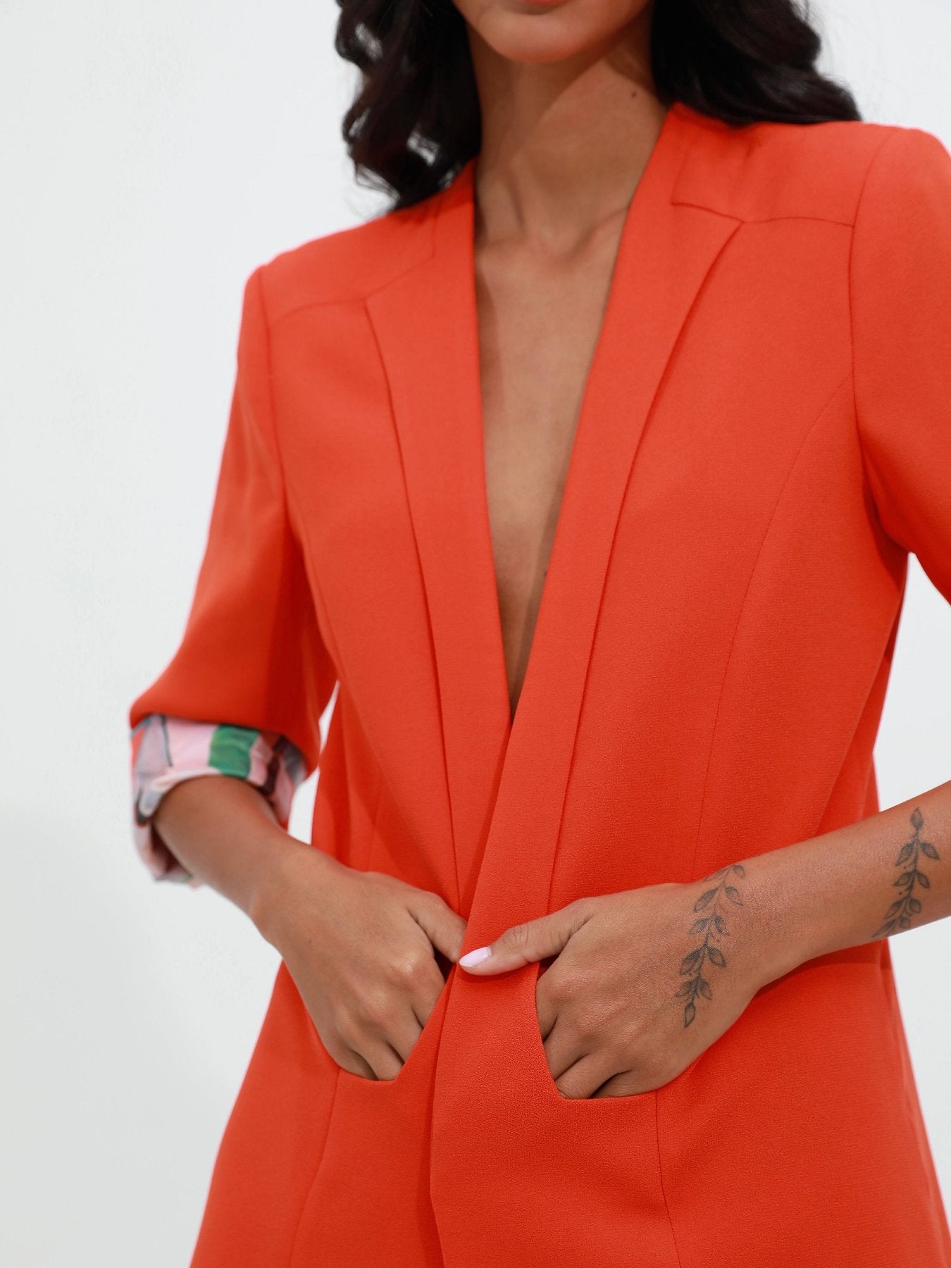 orange | women loose fit crepe suit | risska