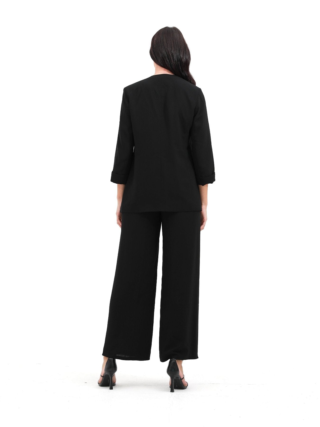 black | women loose fit crepe suit | risska
