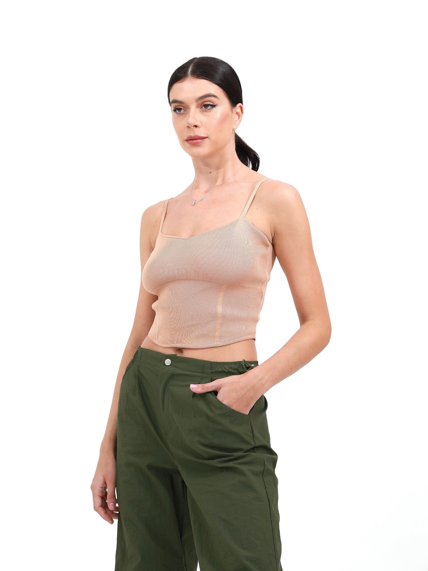 darkolivegreen |  women parachute pants | risska