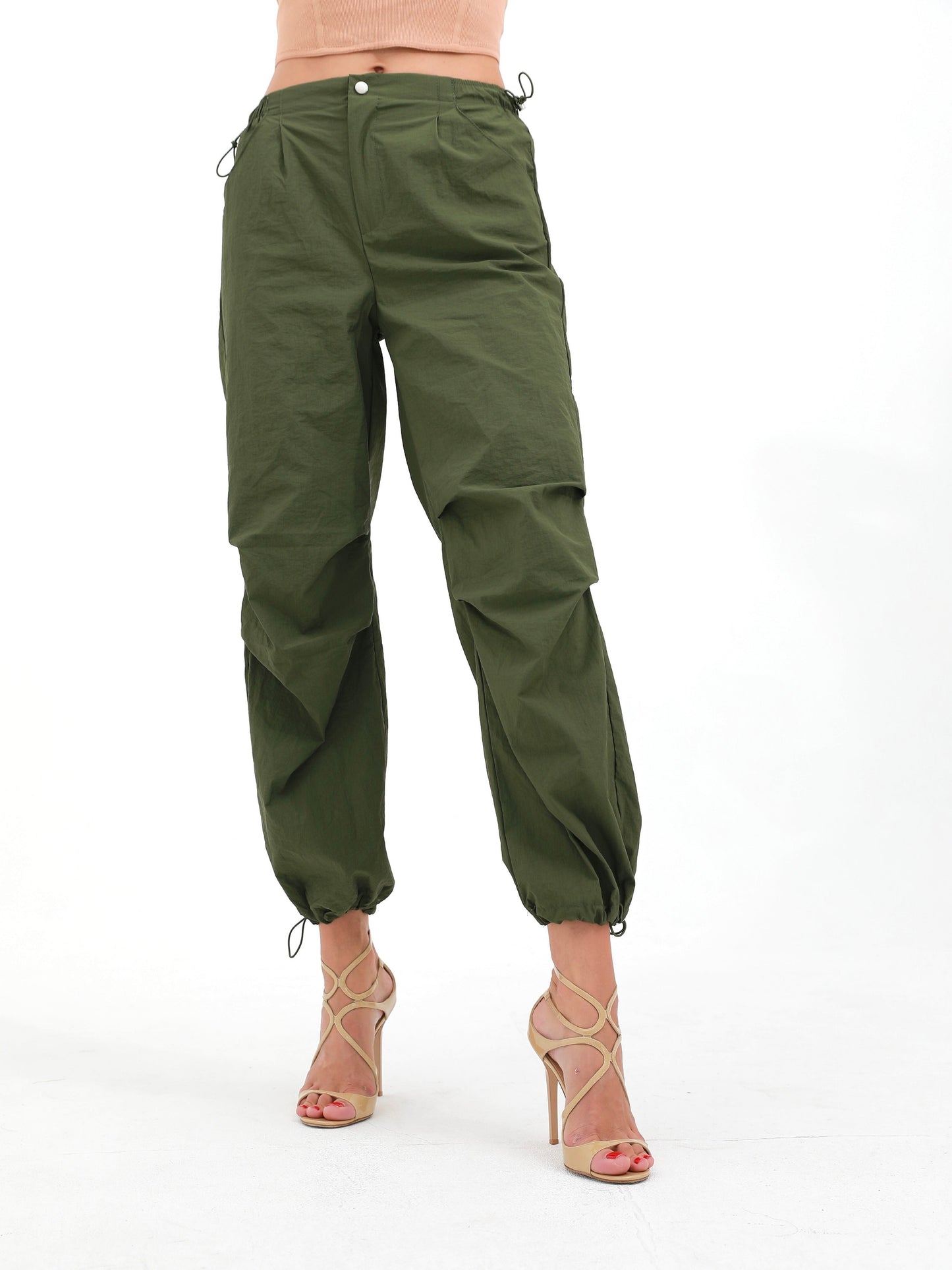 darkolivegreen |  women parachute pants | risska