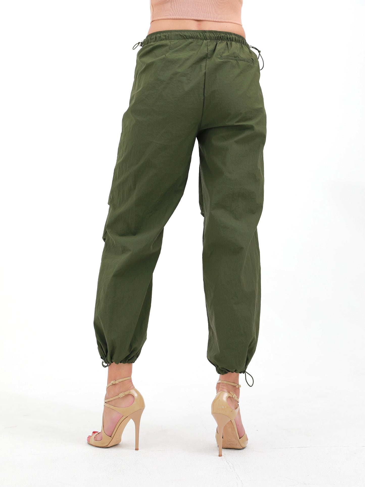 darkolivegreen |  women parachute pants | risska