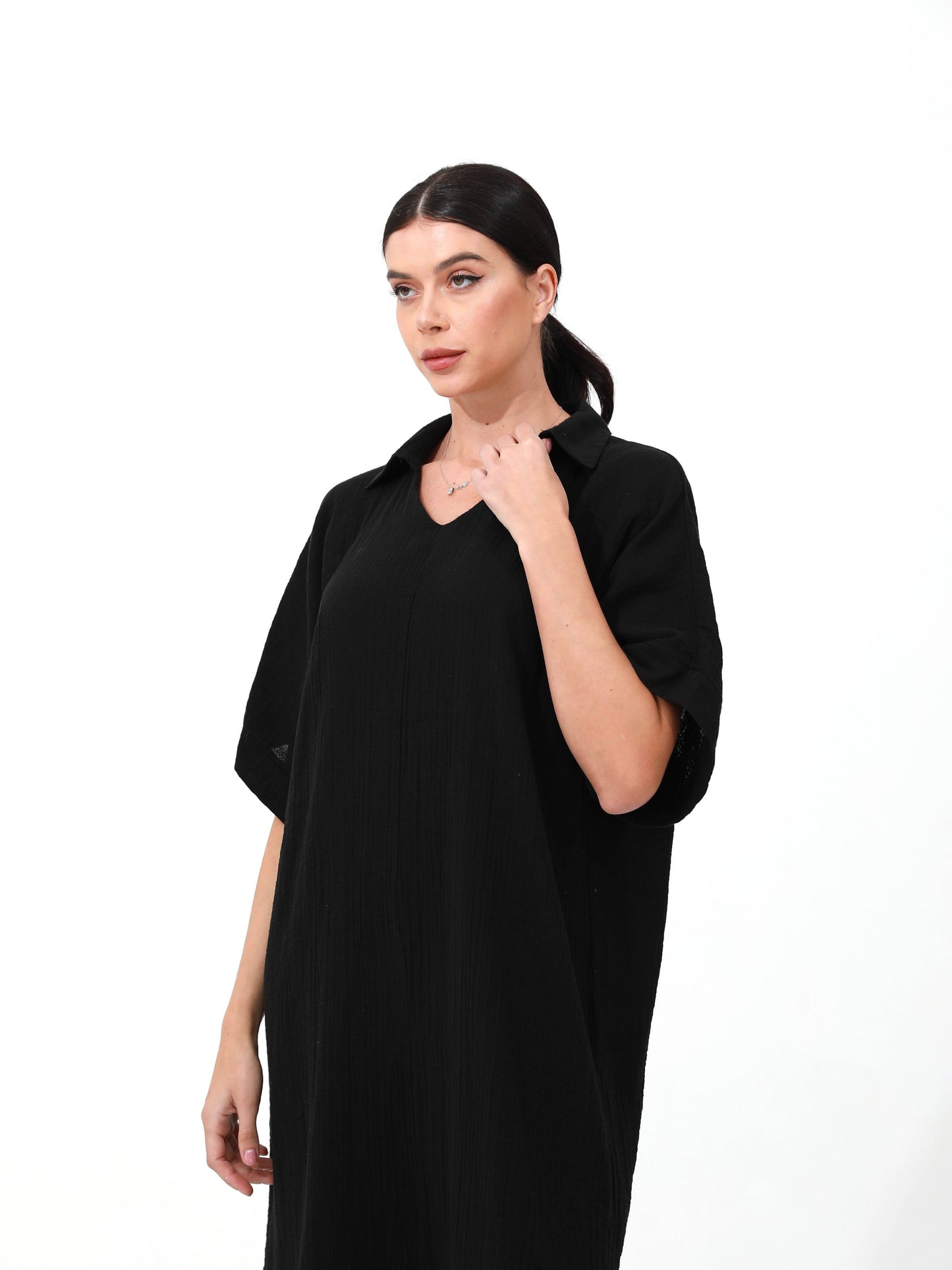black | women cotton loose dress |Risska