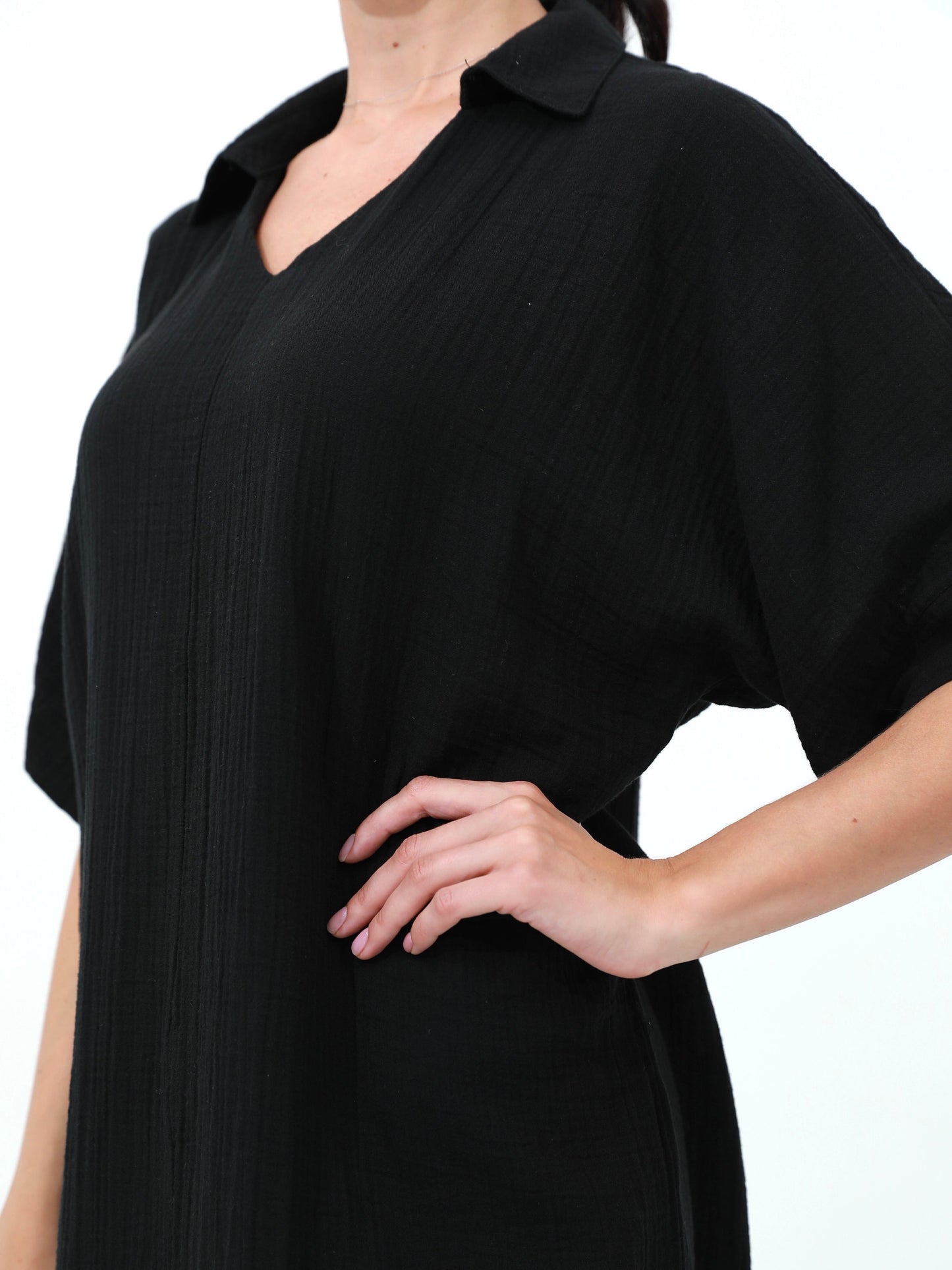 Black | women cotton loose dress |Risska