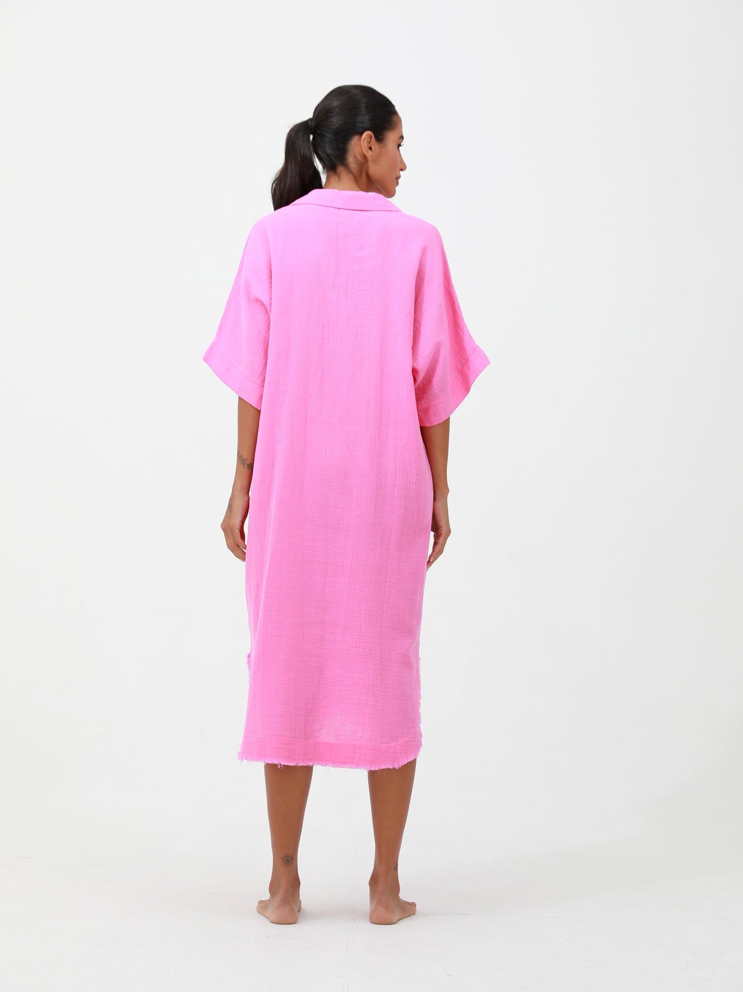 pink | women cotton loose dress |Risska