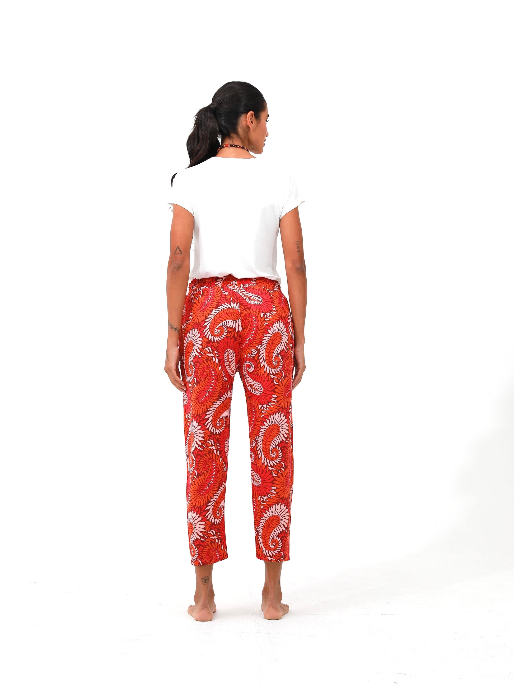 orangered | women linen pants | risska