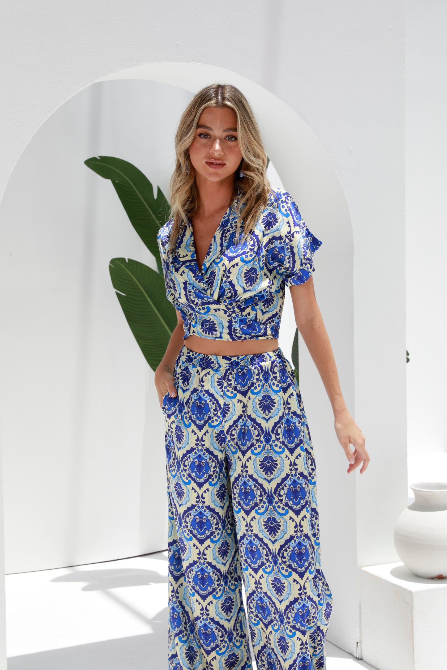 blue | women's summer co-ord | tie top and pants | Risska