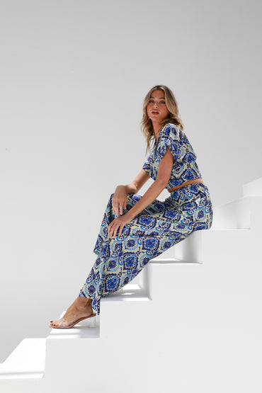 blue | women's summer co-ord | Tie top and pants | Risska
