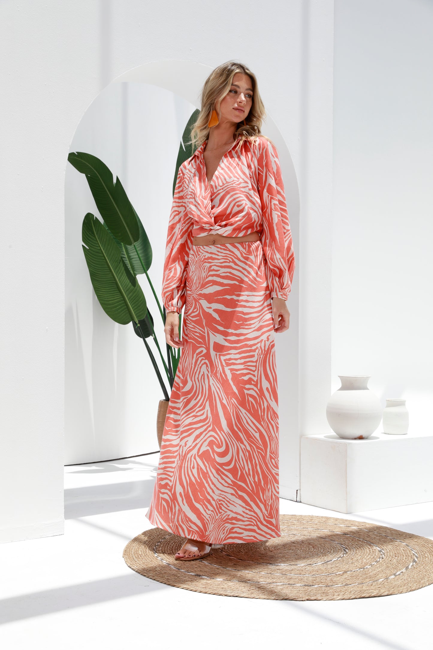 Orangered maxi skirt