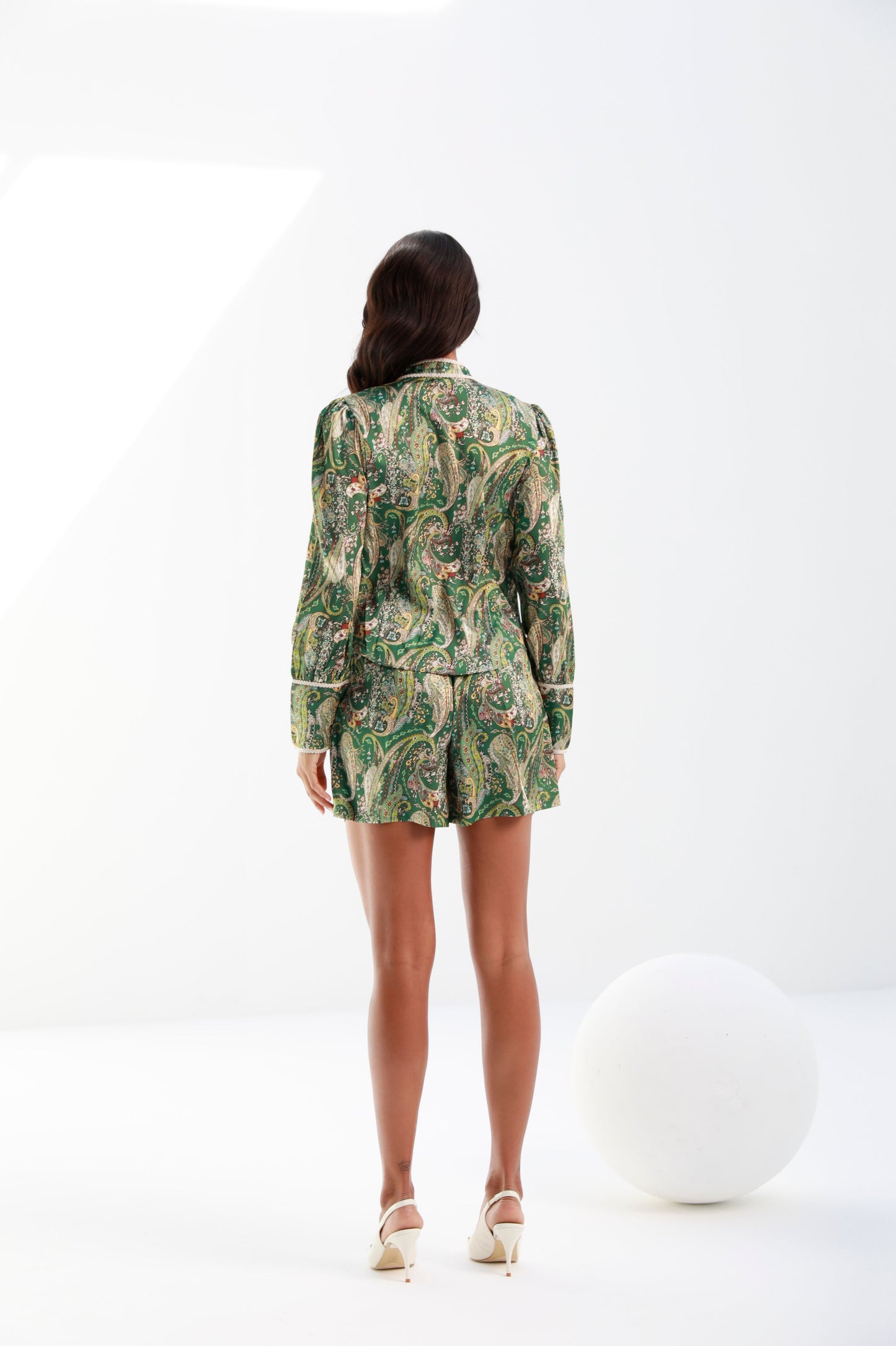 Green | paisley print women' s Co-ord | Risska