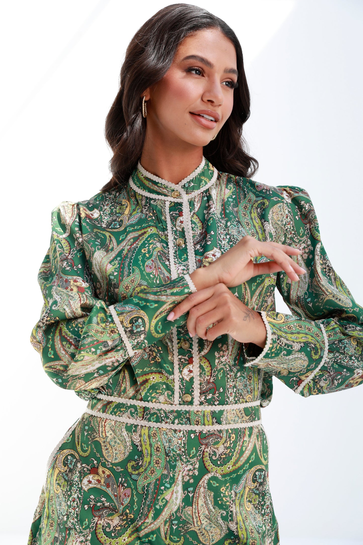 Green | paisley print women' s Co-ord | Risska