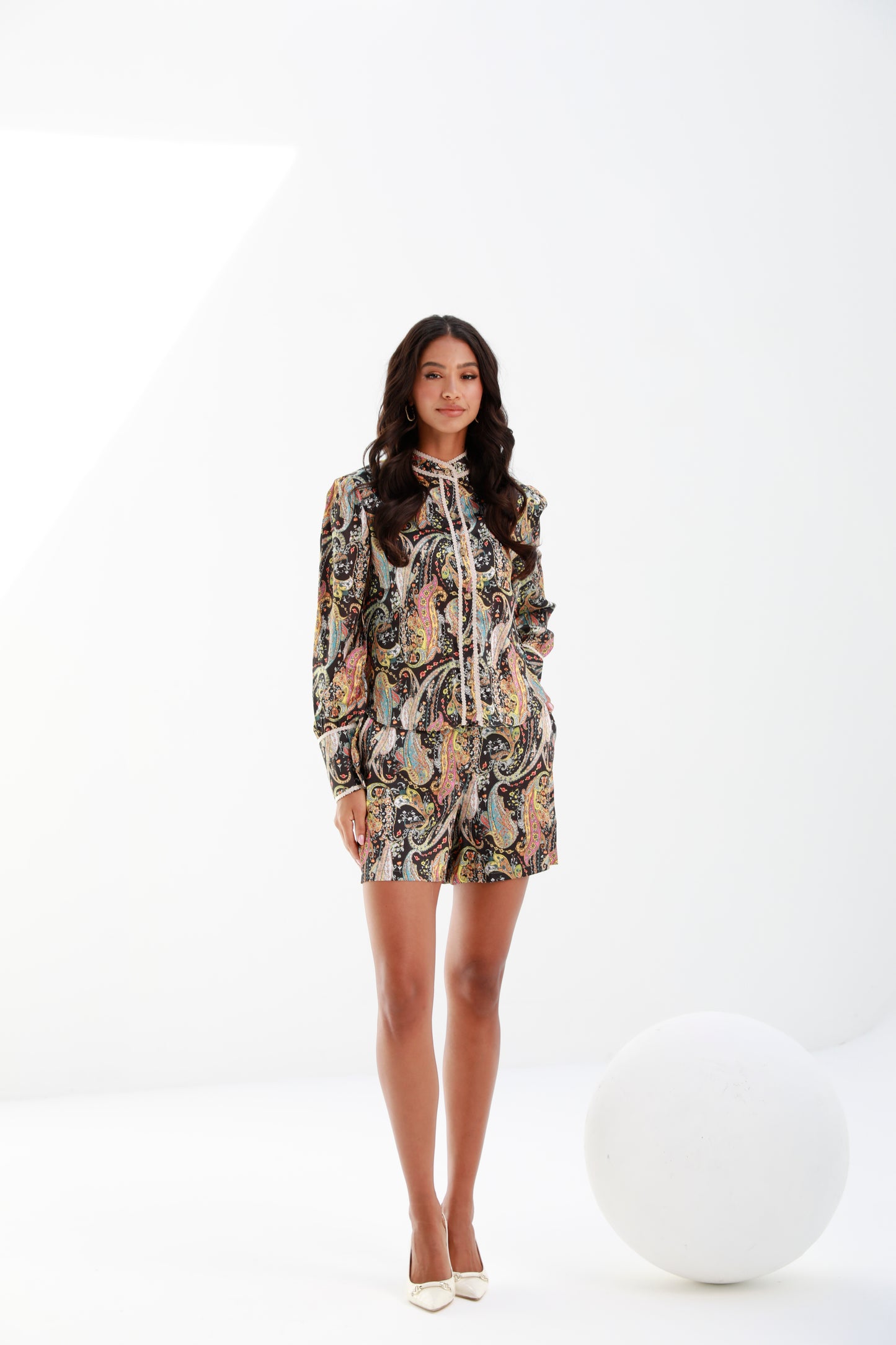 black | paisley print women' s Co-ord | Risska |