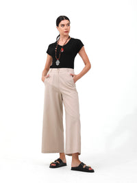 Tan |women cotton wide pants pants | risska