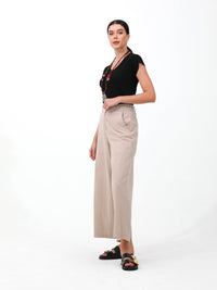 Tan |women cotton wide pants pants | risska