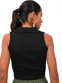 Women's V-Neck Crop Top | Women's Crop Top | Risska |black