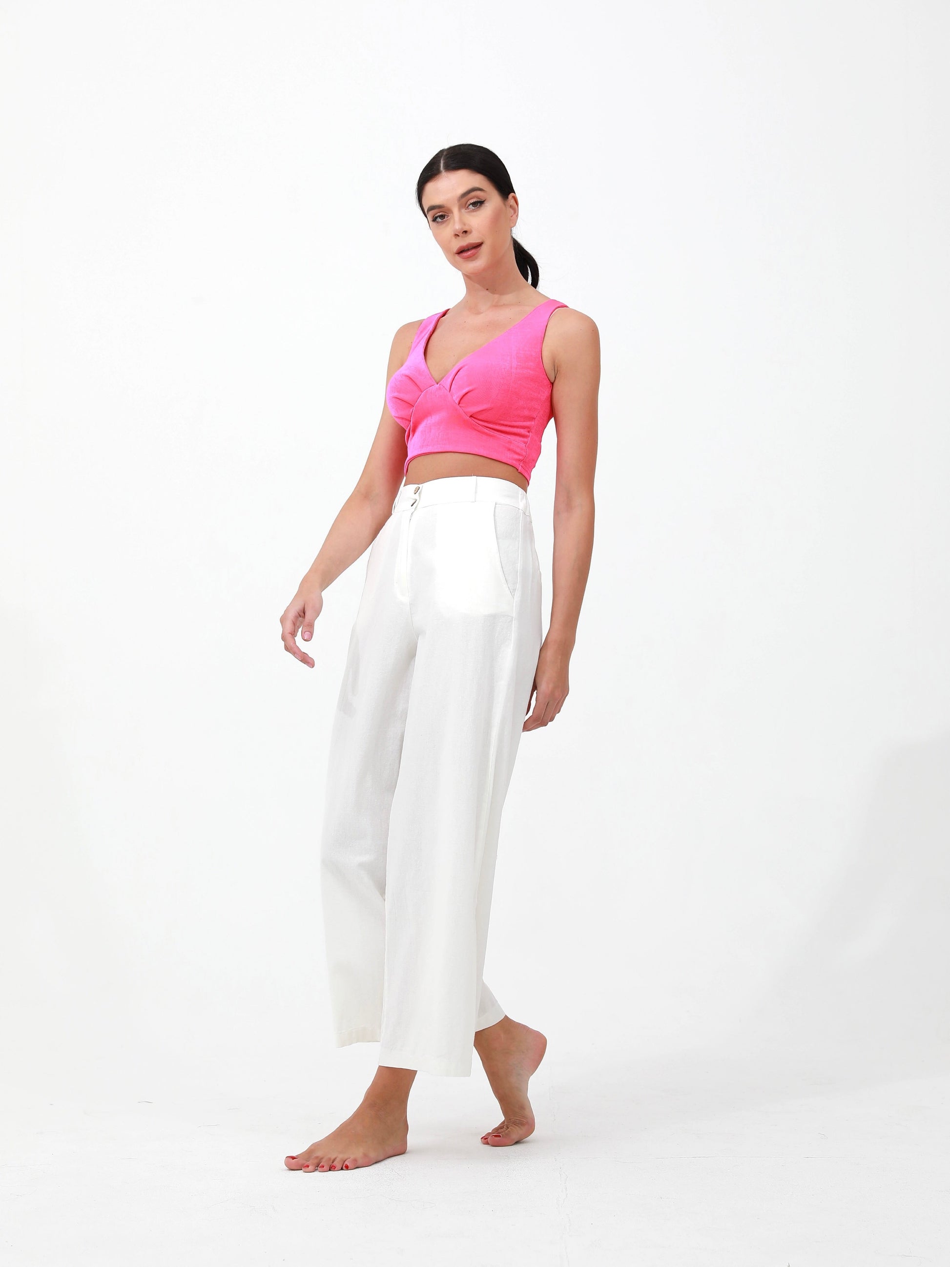 white |women cotton wide pants pants | risska