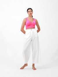 white |women cotton wide pants pants | risska