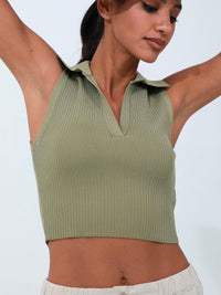 Women's V-Neck Crop Top | Risska |Olive