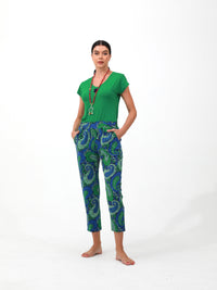 green | women linen pants | risska