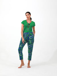 green | women linen pants | risska