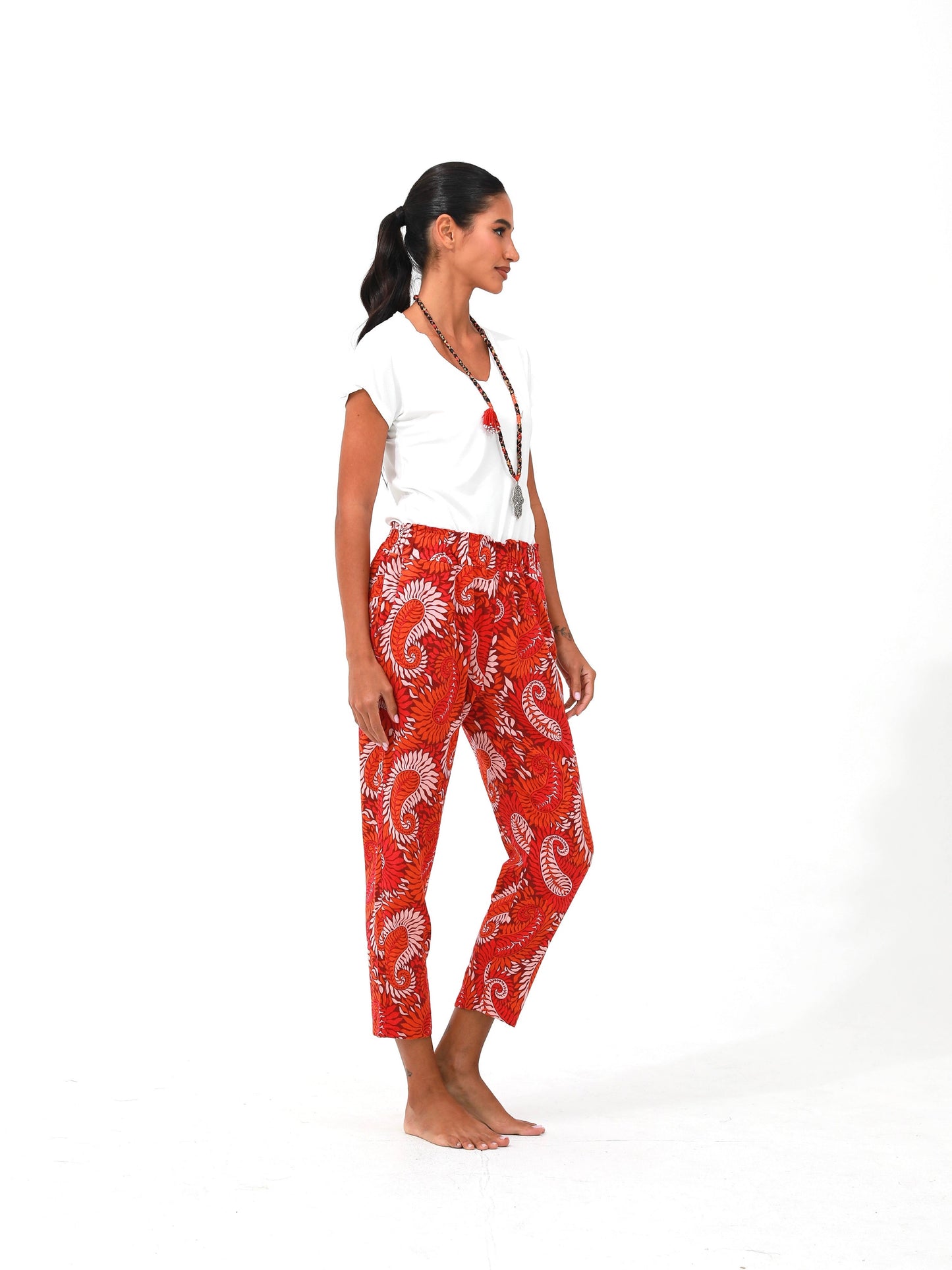 orangered | women linen pants | risska