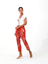 orangered | women linen pants | risska