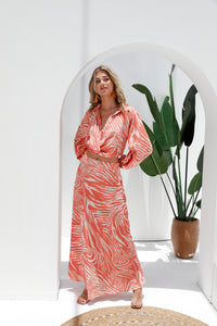 Orangered maxi skirt