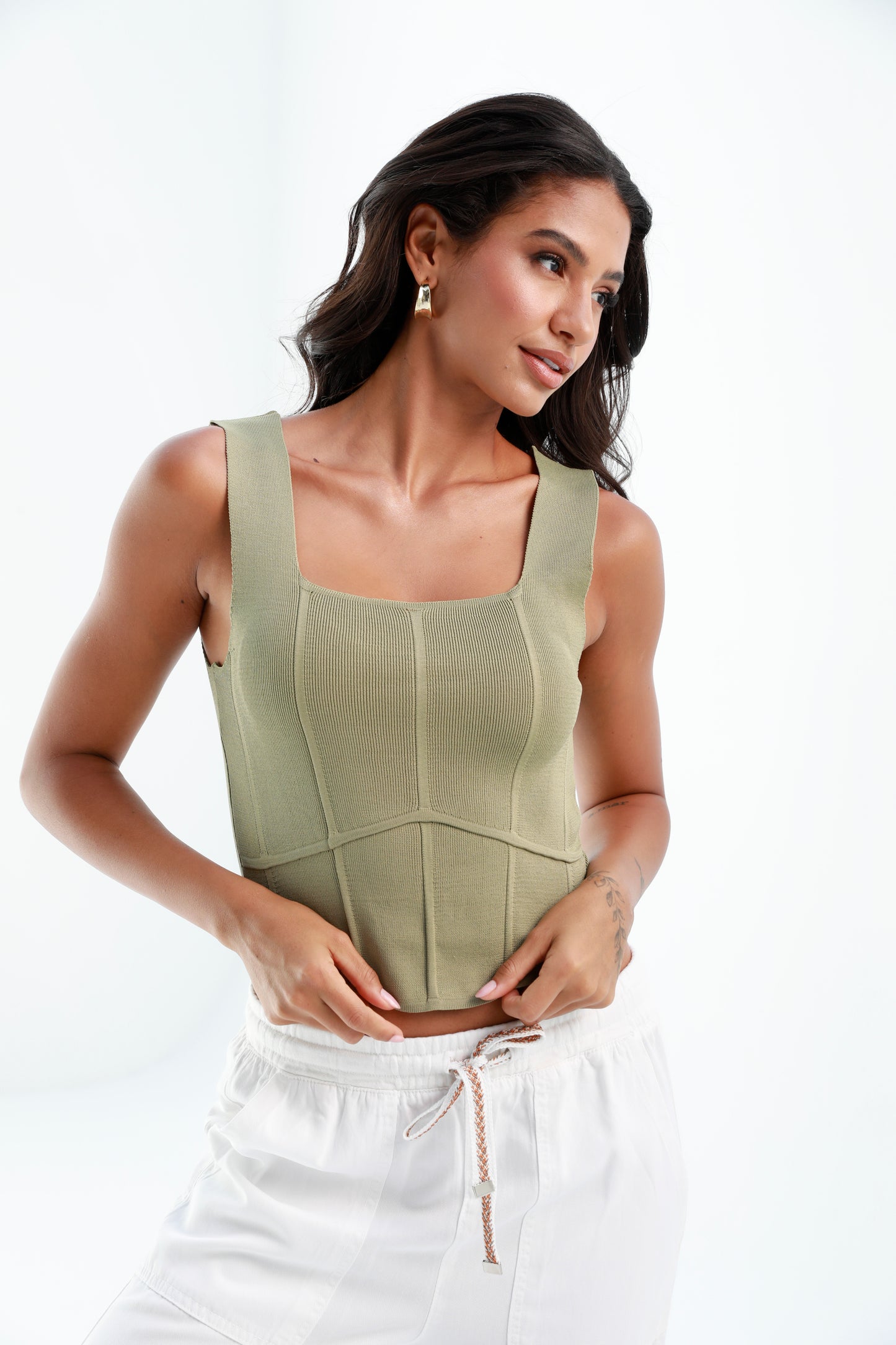 olive | women's crop tank top | Risska