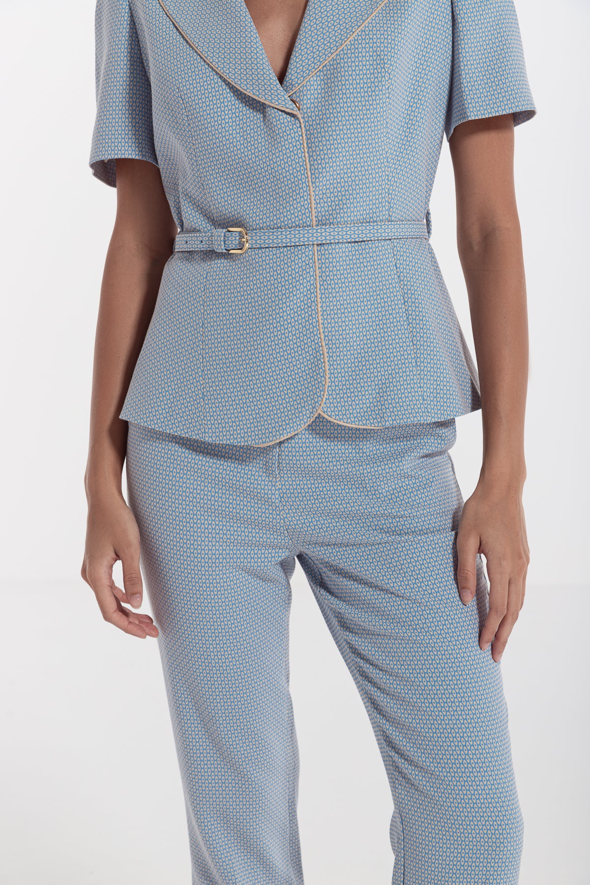 short sleeve women suit lightblue risska