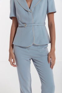 short sleeve women suit lightblue risska