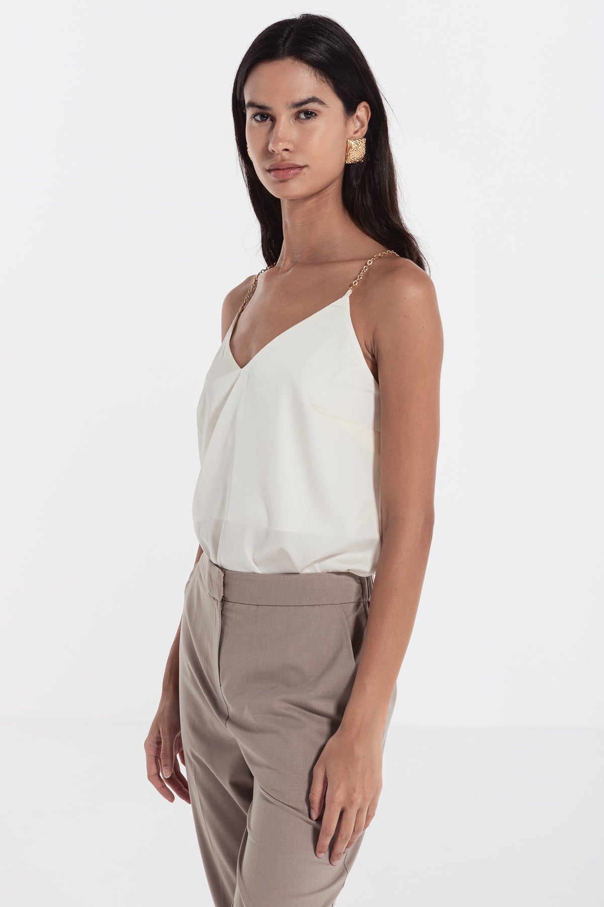 Ivory gold strap woman top risska