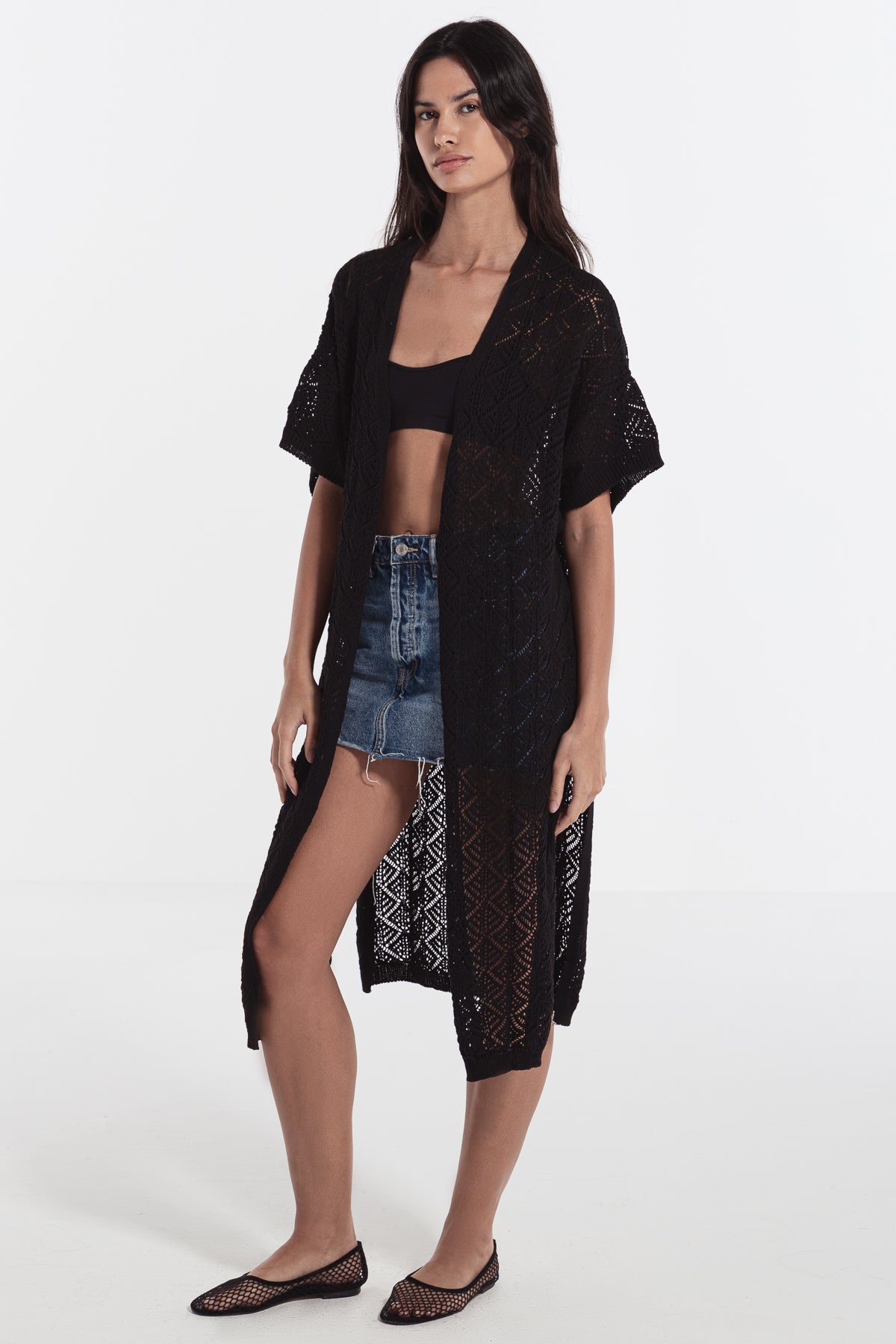 woman crochet cardigan black