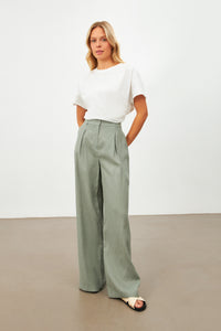 Darkseagreen linen women pants