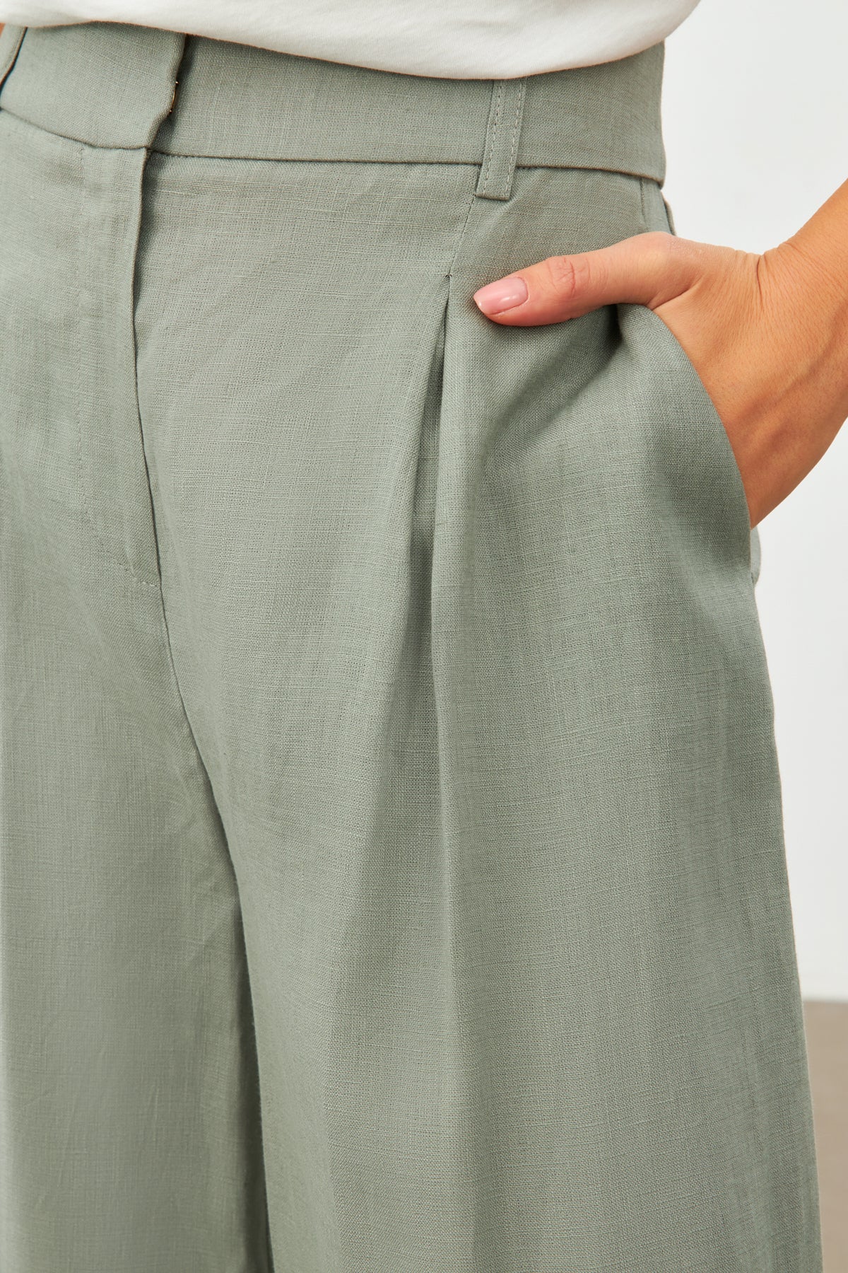 Darkseagreen linen women pants