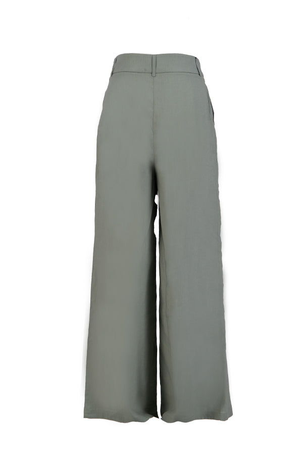 Darkseagreen linen women pants