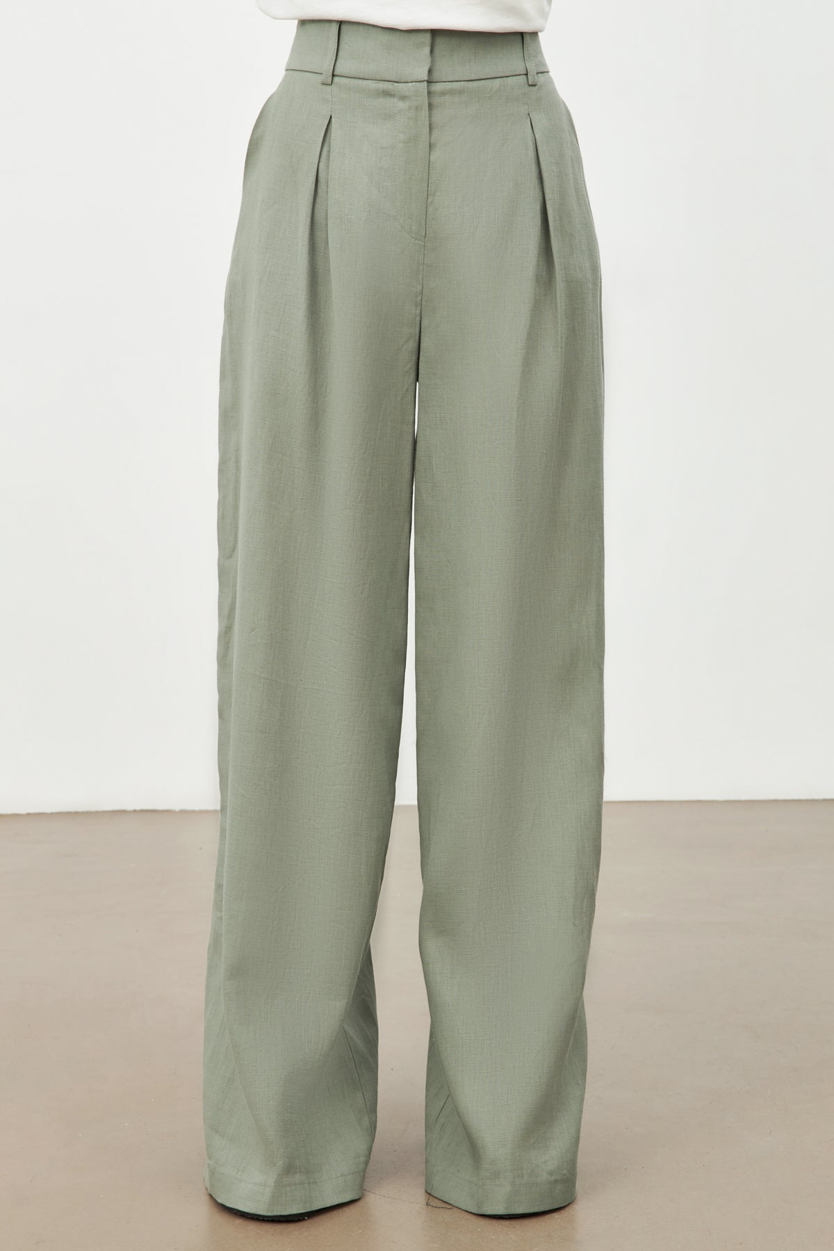 Darkseagreen linen women pants