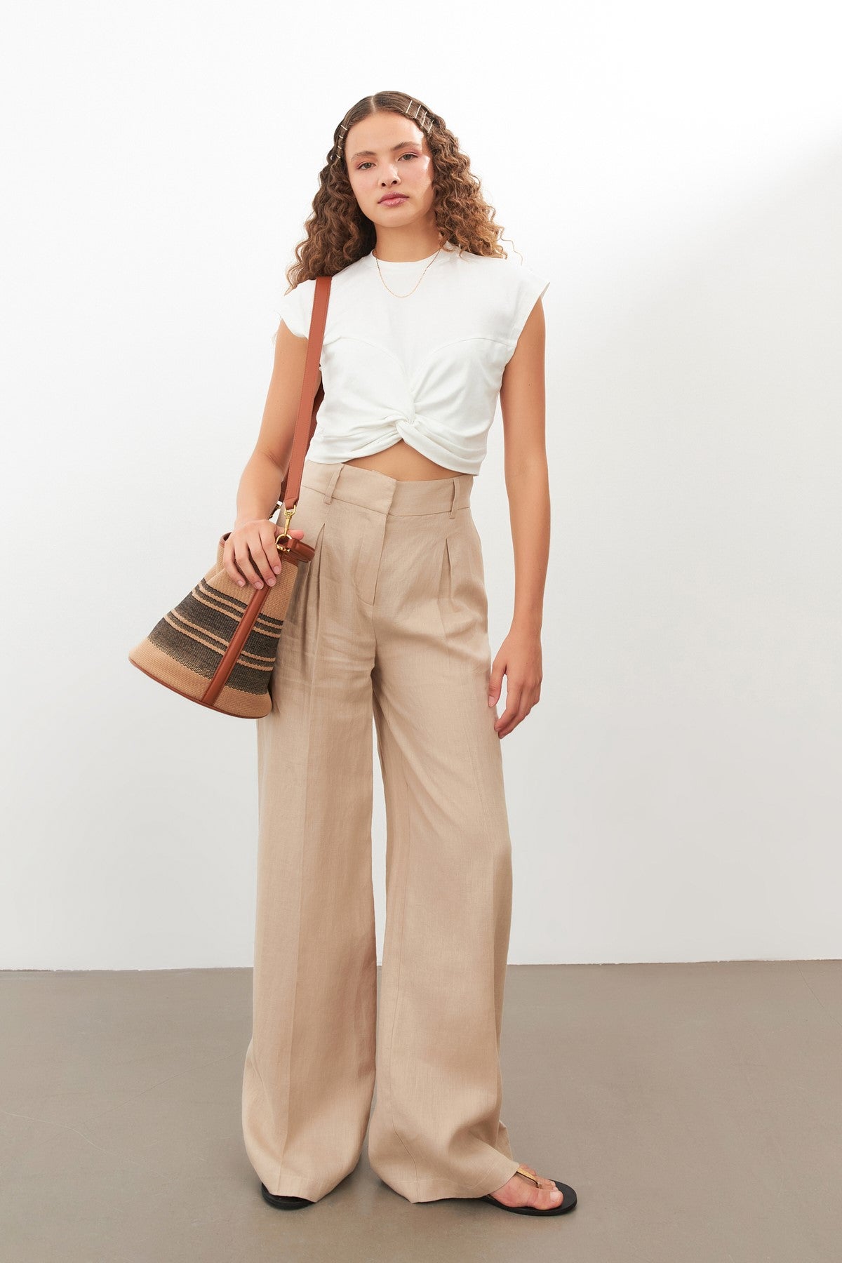 bisque linen women pants