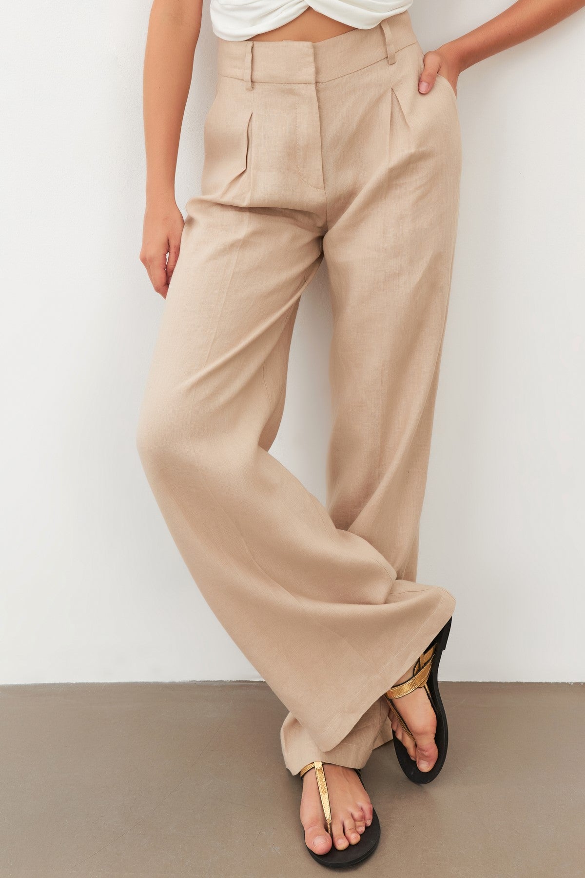 bisque linen women pants