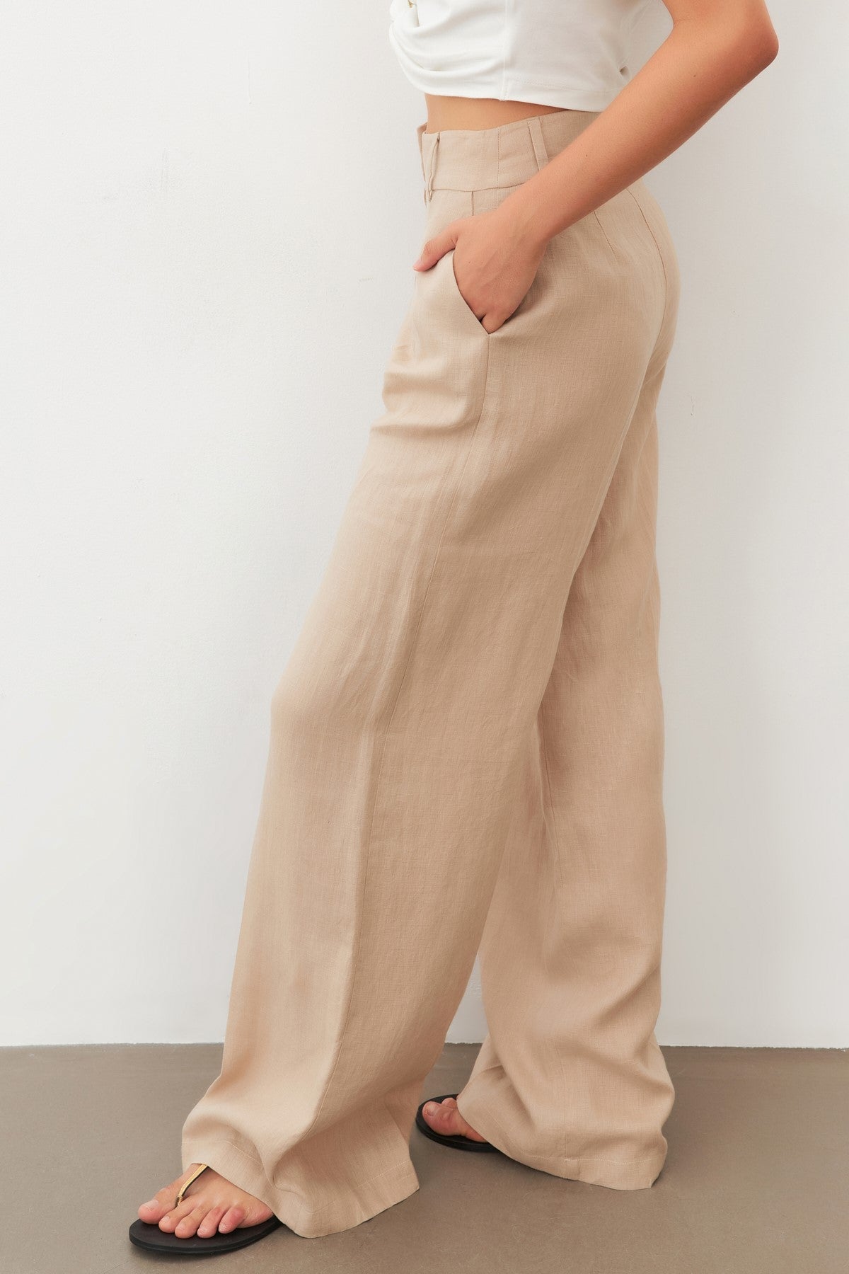 bisque linen women pants