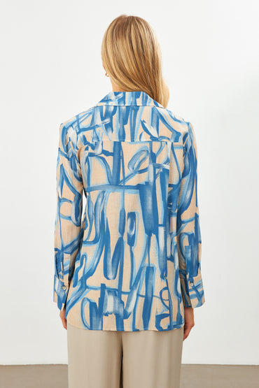 graphic print skyblue woman shirt risska